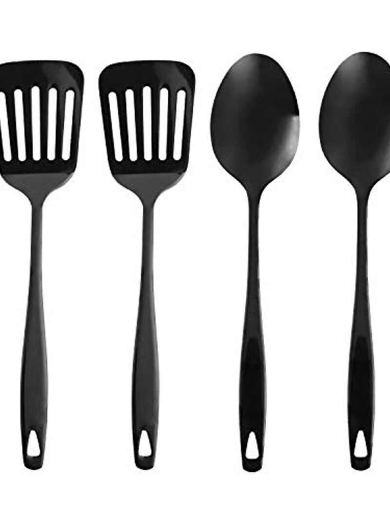 4-Piece Stainless Steel Utensil Set, Black